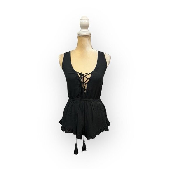 Gypsy by the Sea Pants - Gypsy By The Sea Black Lace Front Romper Size S Small